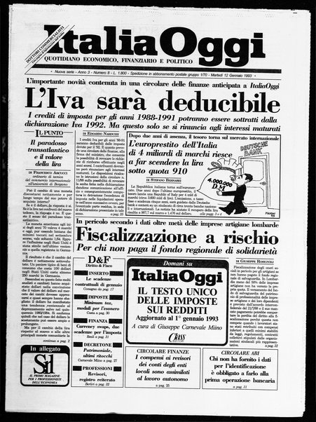 Italia oggi : quotidiano di economia finanza e politica